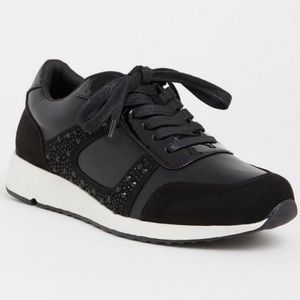 Torrid Black Faux Leather & Rhinestone Sneaker
